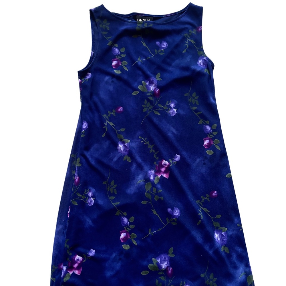 Vintage 90s blue floral mini dress